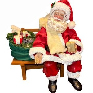 Possible‎ Dreams Clothtique Santa Claus Park Bench Feeding Birds Popcorn Figure